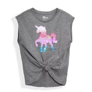 Big Girls Short-less Medium Sleeve Flip Sequin Graphic T-shirt M